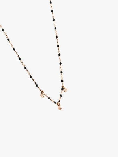 Shop Gigi Clozeau 18k Rose Gold 42 Cm Beaded Diamond Necklace In Black