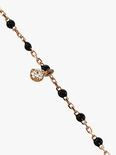 Gigi Clozeau 18k Rose Gold Mini Gigi Diamond And Black Beaded Bracelet In Black