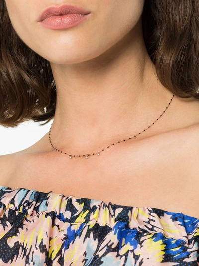 Shop Gigi Clozeau 18k Rose Gold 42 Cm Beaded Diamond Necklace In Black