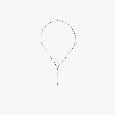 Shop Gigi Clozeau 18kt Rose Gold Classic Gigi Madone Black Beaded Rosary Necklace