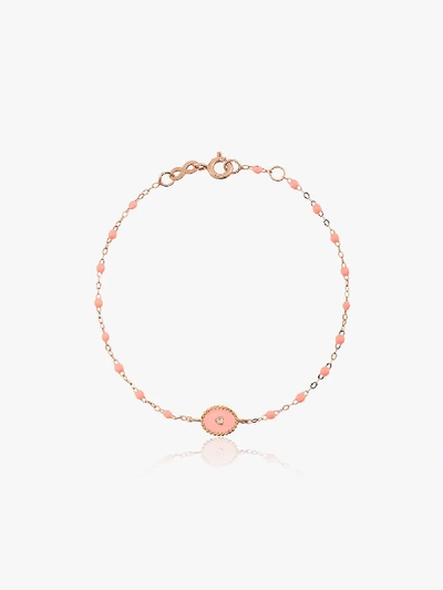 Gigi Clozeau 18kt Rose Gold Classic Gigi North Star Salmon Pink And Diamond Beaded Bracelet In Pink