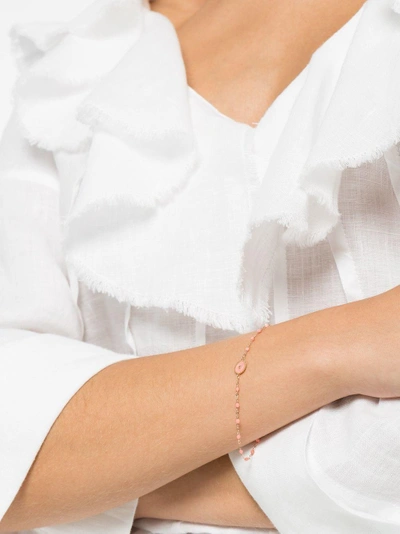 Gigi Clozeau 18kt Rose Gold Classic Gigi North Star Salmon Pink And Diamond Beaded Bracelet In Pink
