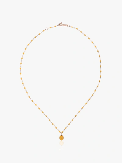 Shop Gigi Clozeau 18k Rose Gold North Star 42 Cm Beaded Diamond Necklace In Yellow