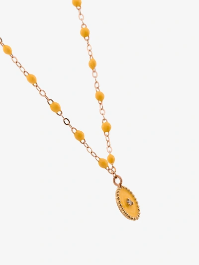 Shop Gigi Clozeau 18k Rose Gold North Star 42 Cm Beaded Diamond Necklace In Yellow