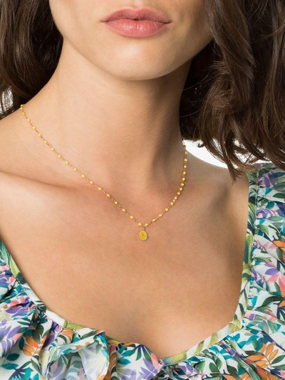 Shop Gigi Clozeau 18k Rose Gold North Star 42 Cm Beaded Diamond Necklace In Yellow