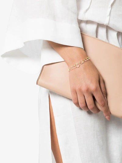 Shop Gigi Clozeau 18k Rose Gold Madone 17 Cm Beaded Bracelet In White