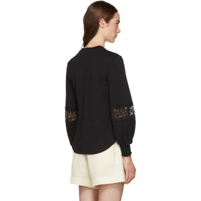 Shop See By Chloé See By Chloe Black Lace Detail T-shirt In 001 Black