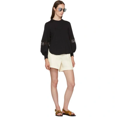 Shop See By Chloé See By Chloe Black Lace Detail T-shirt In 001 Black