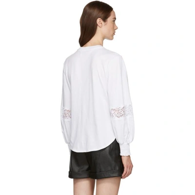 Shop See By Chloé See By Chloe White Lace Detail T-shirt In 109 White