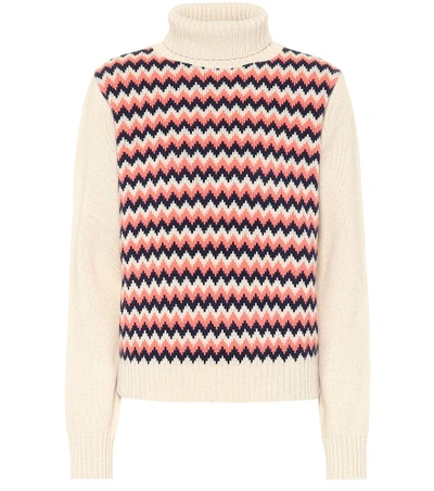Shop Apc Jacquard Wool Sweater In Multicoloured