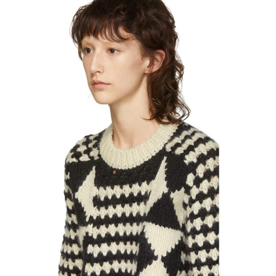 Shop Saint Laurent Black And White Wool And Alpaca Sweater In 1095 Black