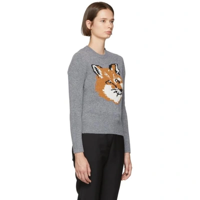 Shop Maison Kitsuné Maison Kitsune Grey Fox Head Sweater In Grey Melang