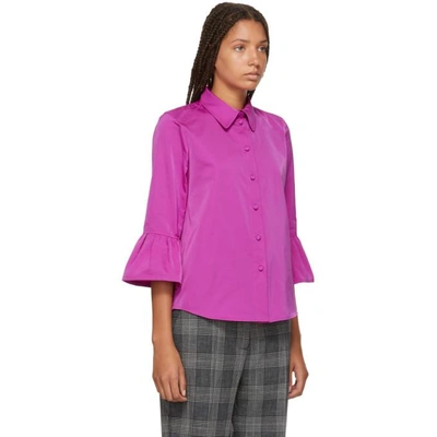 Shop Marc Jacobs Pink Ruffle Sleeve Shirt In 674 Fuchsia