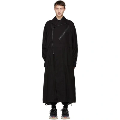 Shop Julius Black Asymmetric Collar Coat