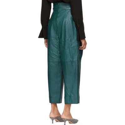 Shop Marc Jacobs Green High-waisted Leather Pants In 345 Teal
