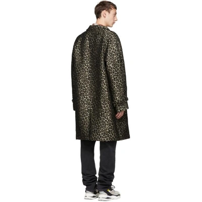 Shop Adaptation Black And Beige Leopard Vintage Trench Coat In Nat.leo