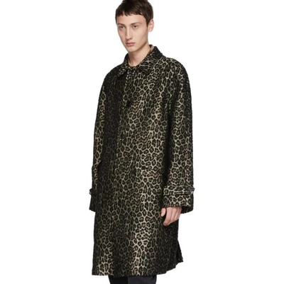 Shop Adaptation Black And Beige Leopard Vintage Trench Coat In Nat.leo