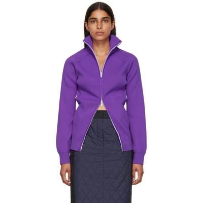 Shop Tibi Purple Track Zip Cardigan