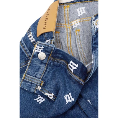 Shop Misbhv Blue Embroidered Monogram Jeans