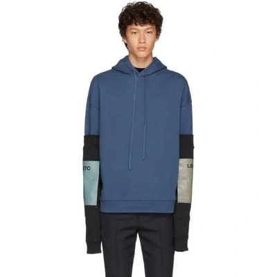 Shop Raf Simons Navy Additional Sleeves Hoodie