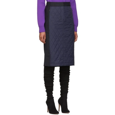Shop Tibi Navy And Black Quilted Combo Skirt