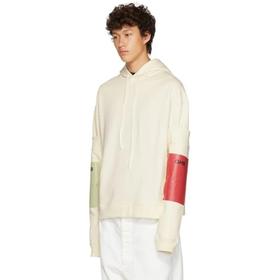 Shop Raf Simons White Additional Sleeve Hoodie In 00018 Cream