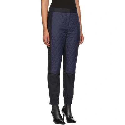 Shop Tibi Navy And Black Quilted Combo Trousers