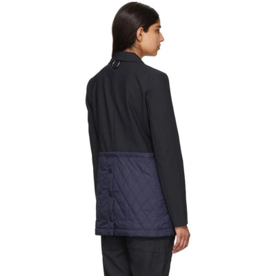 Shop Tibi Navy And Black Oversized Quilted Combo Blazer