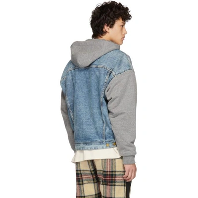 Shop Fear Of God Indigo Denim Hooded Trucker Jacket