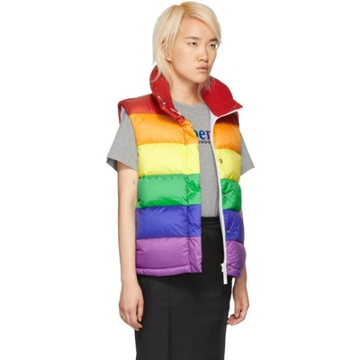 Shop Burberry Multicolor Rainbow Puffer Down Vest