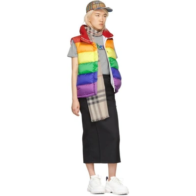 Shop Burberry Multicolor Rainbow Puffer Down Vest