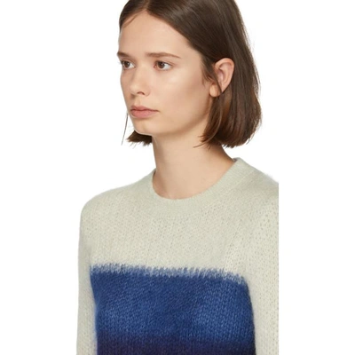 Shop Rag & Bone Rag And Bone White And Blue Holland Crop Sweater In 128 Ivry/bl