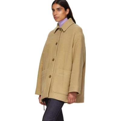 Shop Acne Studios Brown Four-button Coat In Camel Brown