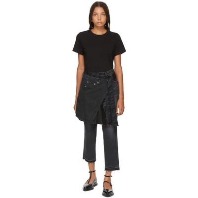 Shop Sacai Black Pleated Wrap Skirt Jeans