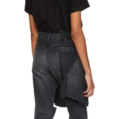 Shop Sacai Black Pleated Wrap Skirt Jeans