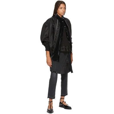 Shop Sacai Black Pleated Wrap Skirt Jeans