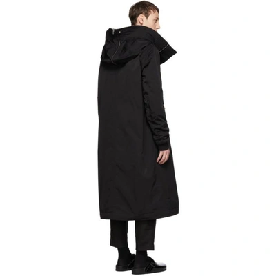 Shop Rick Owens Drkshdw Black Hooded Long Coat In 09 Black