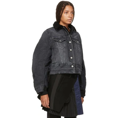 Shop Sacai Black Denim And Nylon Ma-1 Combo Jacket In 001 Black