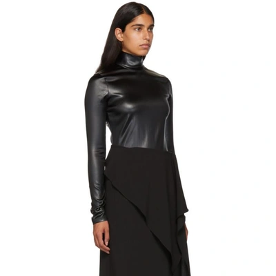 Shop Givenchy Black Faux-leather Turtleneck Bodysuit In 001 Black