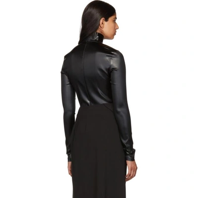 Shop Givenchy Black Faux-leather Turtleneck Bodysuit In 001 Black