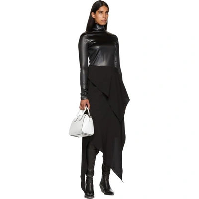 Shop Givenchy Black Faux-leather Turtleneck Bodysuit In 001 Black