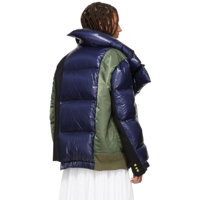 Shop Sacai Navy And Khaki Melton Wool Ma-1 Combo Puffer Jacket In 212 Nvy/kha