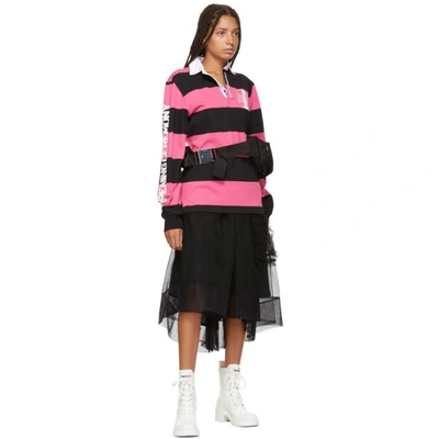 Shop Opening Ceremony Pink And Black Striped Rugby Long Sleeve Polo In 6909 Pink