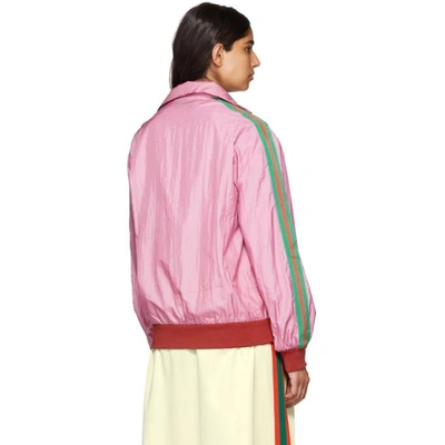 Shop Gucci Pink Gg Logo Track Jacket In 5649 Pink