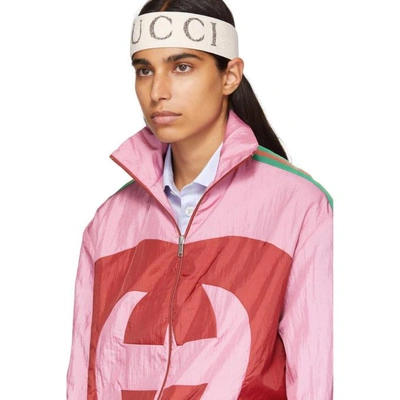 Shop Gucci Pink Gg Logo Track Jacket In 5649 Pink