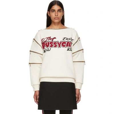 Shop Gucci Ivory Pussycat Sweatshirt In 9025 Ivory