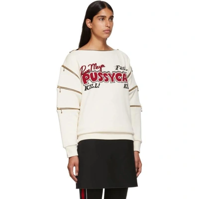 Shop Gucci Ivory Pussycat Sweatshirt In 9025 Ivory