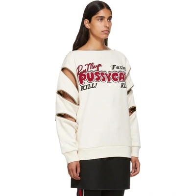 Shop Gucci Ivory Pussycat Sweatshirt In 9025 Ivory