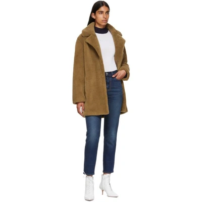 Shop Yves Salomon - Meteo Tan Curly Sheep Coat In A2078 Pecan