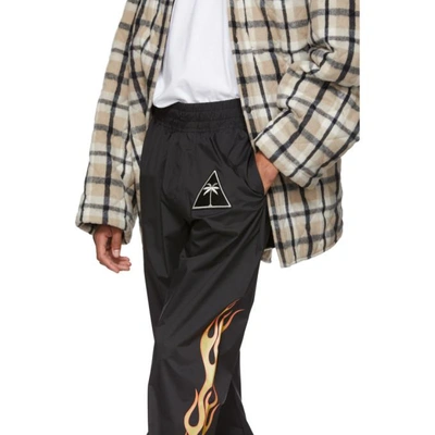 Shop Palm Angels Black Palms And Flames Lounge Pants In 1088 Blk/mu